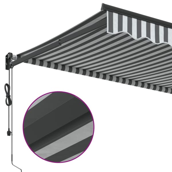 Markis infällbar antracit och vit 5x3 m tyg&aluminium