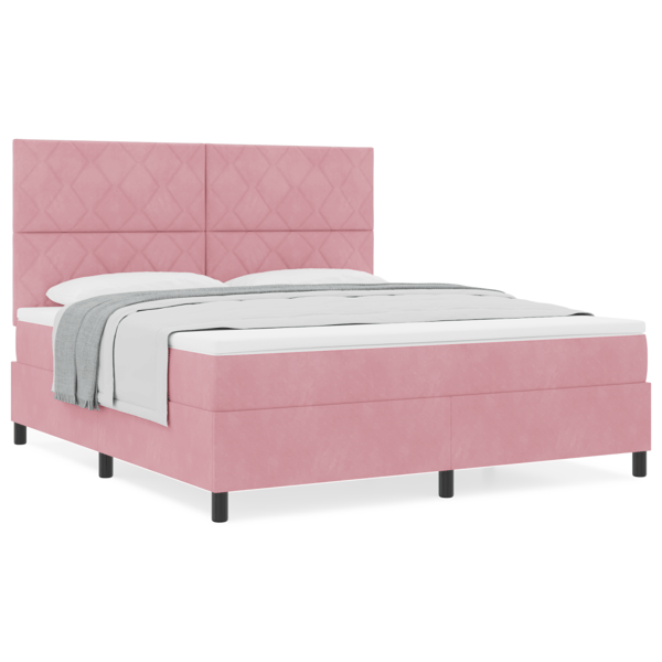 Bäddfjäder med huvudgavel Rosa 180 x 200 cm Sammet