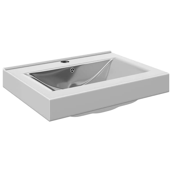 Handfat med bräddavlopp 60x46x16 cm keramik silver