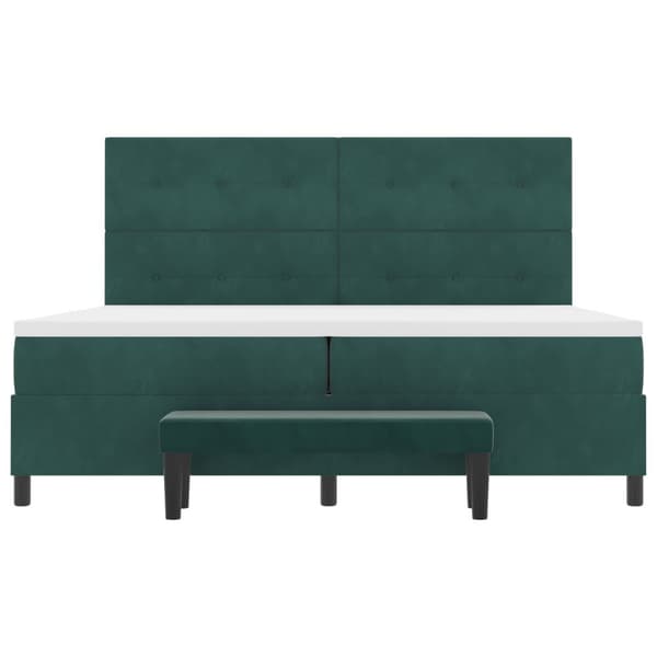 Bäddfjäder med huvudgavel Mörkgrön 200 x 200 cm Sammet