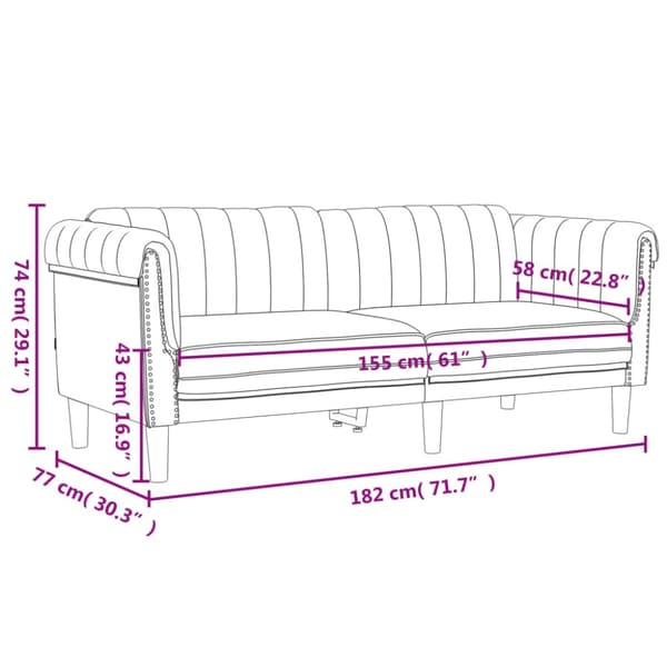 Soffa 2-sits gräddvit sammet