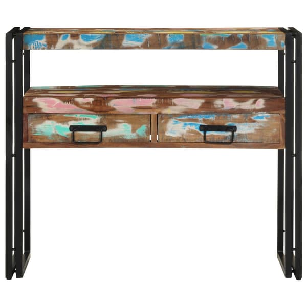 Konsolbord Flerfärgsdesign 90 x 33 x 75 cm Solid återvunnen trä