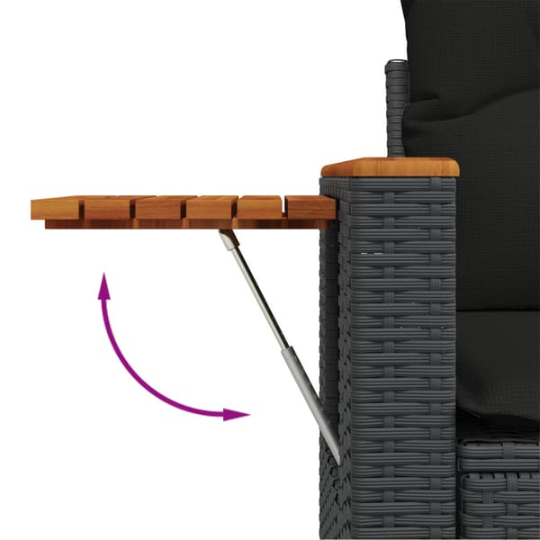 Trädgårdsoffset 9 pcs Svart Poly Rattan och Pulverlackerad Stål