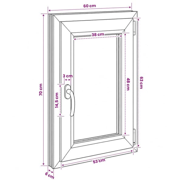 Källarfönster RISOR 60 x 70 cm PVC och glas
