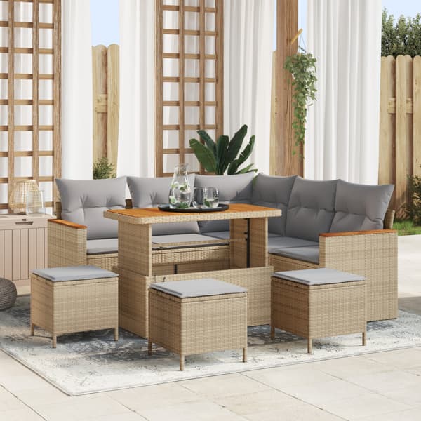 Trädgårdsoffset med kudde med lagring Beige Poly rattan