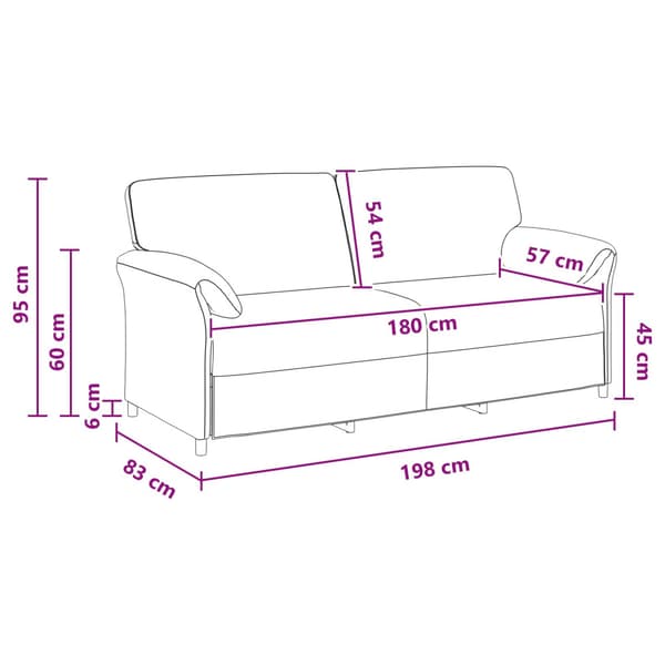 3-Sits soffa Blå 198 x 83 x 95 cm Sammet