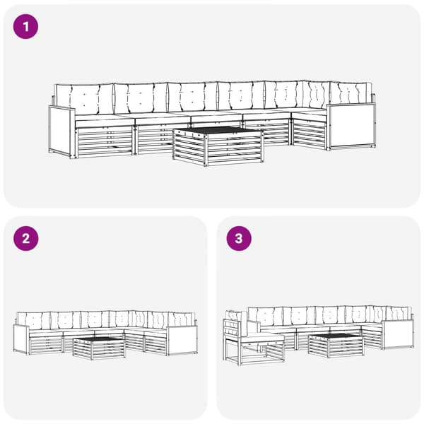 Utomhussoffset 7 pcs Naturlig och Grädde 79 x 79 x 37 cm