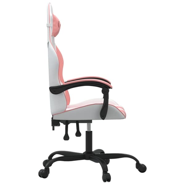 Gamingstol vit och rosa konstläder