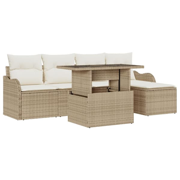 Trädgårdsoffset 6 st Beige [Syntetisk]: Polyrattan