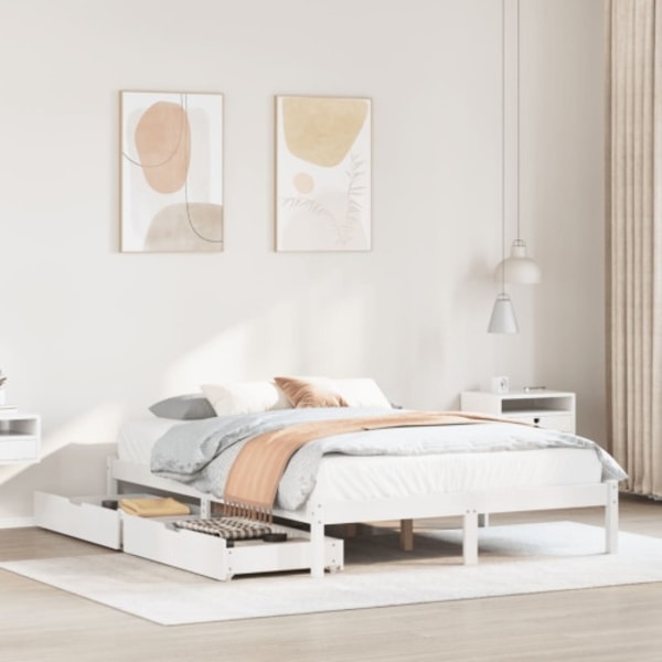 Sängram utan madrass vit 120x190 cm massiv furu