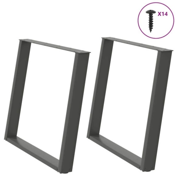 Matbordsben U-formade 2 st antracit 90x(72-73) cm stål