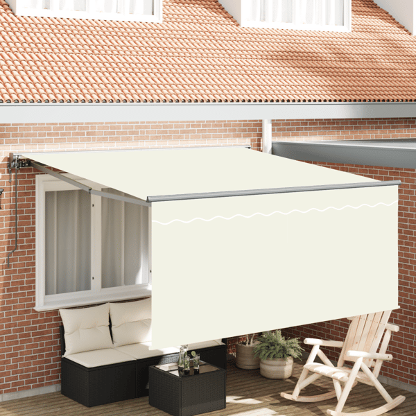 Utfällbar markis Kräm 350 x 250 cm Polyester och aluminium