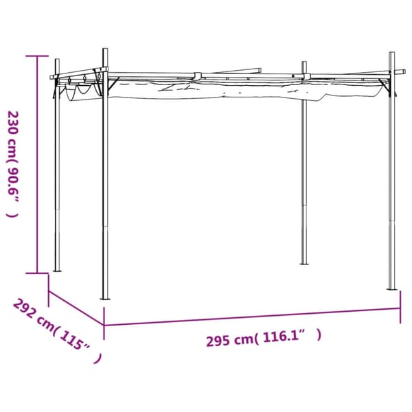 Pergola med infällbart tak gräddvit 295x292x230 cm