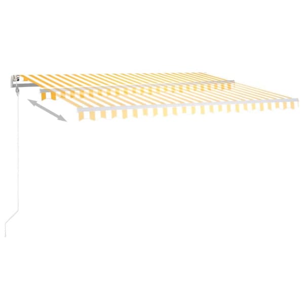 Automatisk markis med vindsensor & LED 400x300 cm gul/vit