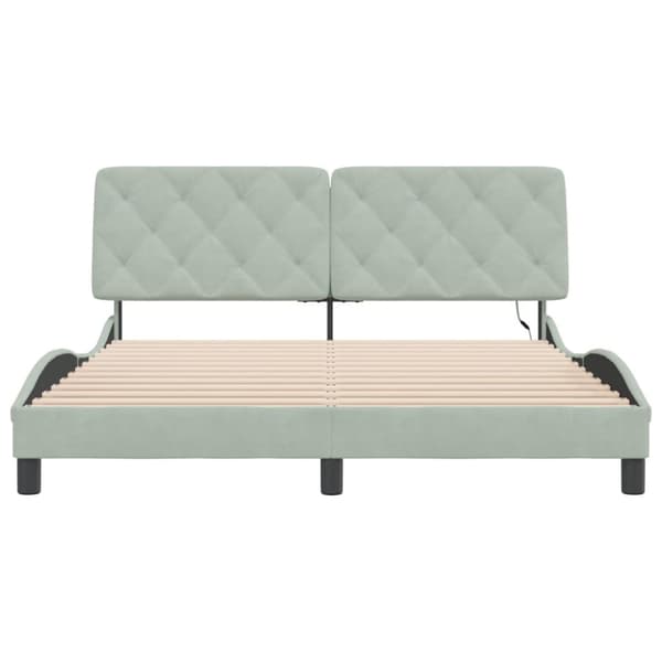 Bed Frame with LED without Mattress Light Grey 160x200 cm Velvet