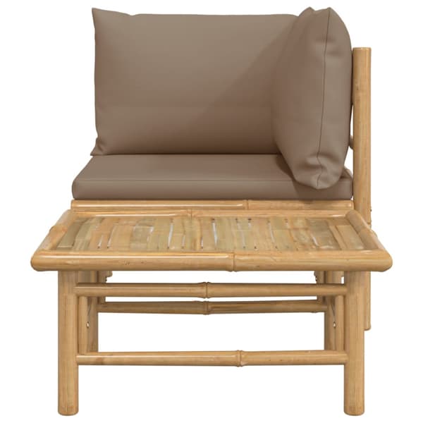 Loungegrupp för trädgården 2 delar taupe dynor bambu