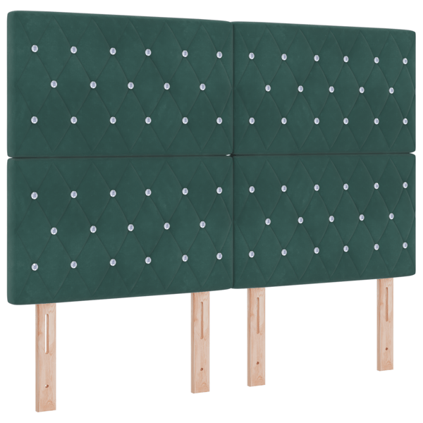 LED huvuddyna med LED-ljusslingor Mörkgrön 144 cm Sammet