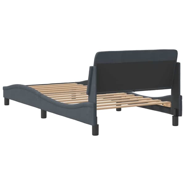 Bed Frame "Dover" Dark Grey 100x190 cm Velvet