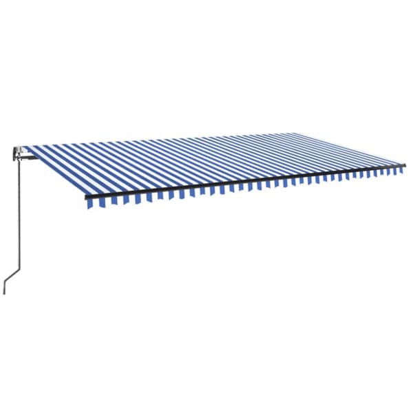 Automatisk markis med vindsensor & LED 600x350 cm blå och vit