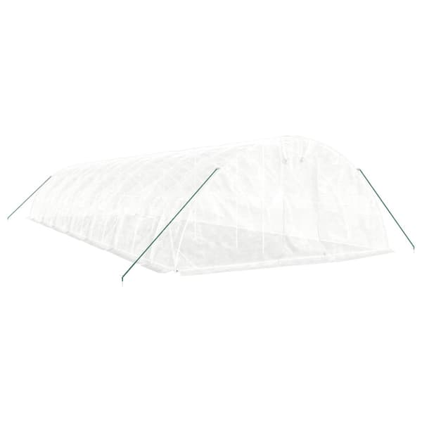 Växthus med stålram vit 70 m² 14x5x2,3 m
