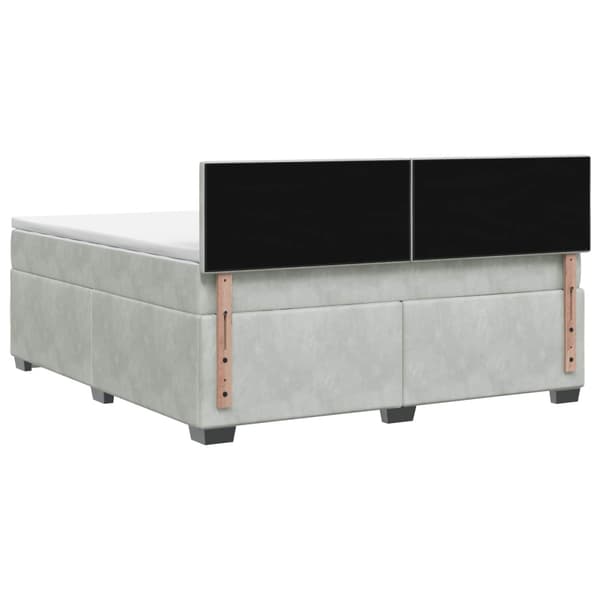 Boxspring säng med madrass och LED Ljusgrå 140 x 190 cm Sammet