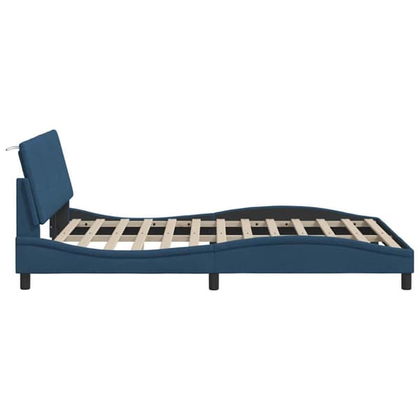 Bed Frame without Mattress "Hanko" Blue 120x200cm Fabric