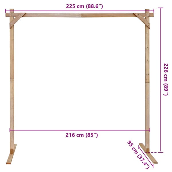 Bröllopsbåge Ljusbrun 225 x 95 x 226 cm Massiv furu