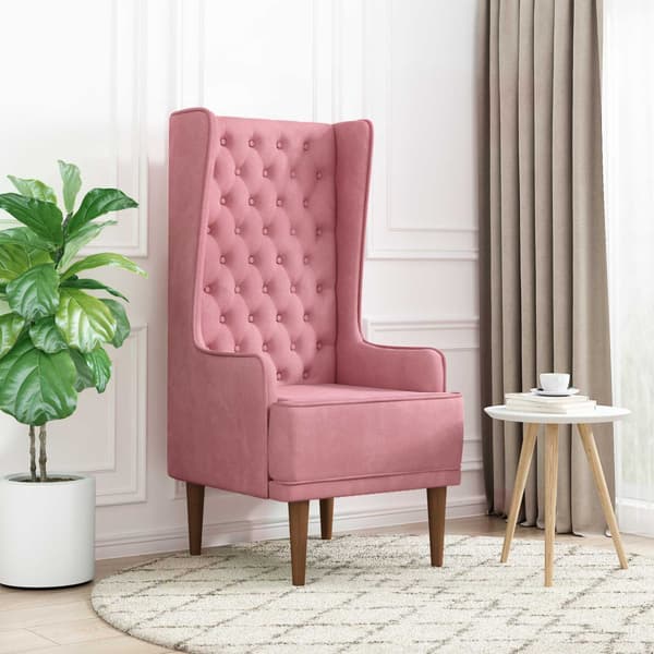 Knappklädd stol med hög rygg Rosa Sammet
