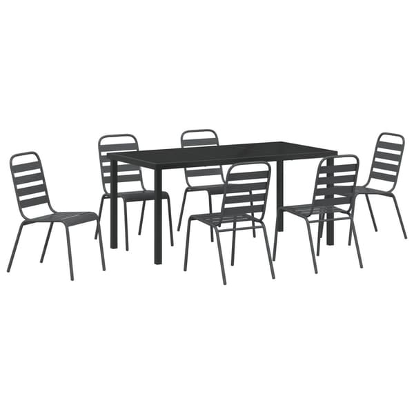 Trädgårdsmöbelset 7 pcs Antracit Pulverlackerat stål