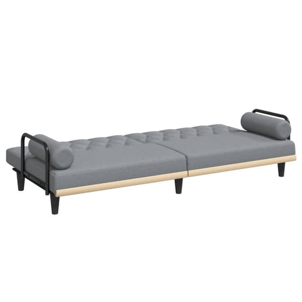 Bäddsoffa med armstöd ljusgrå tyg