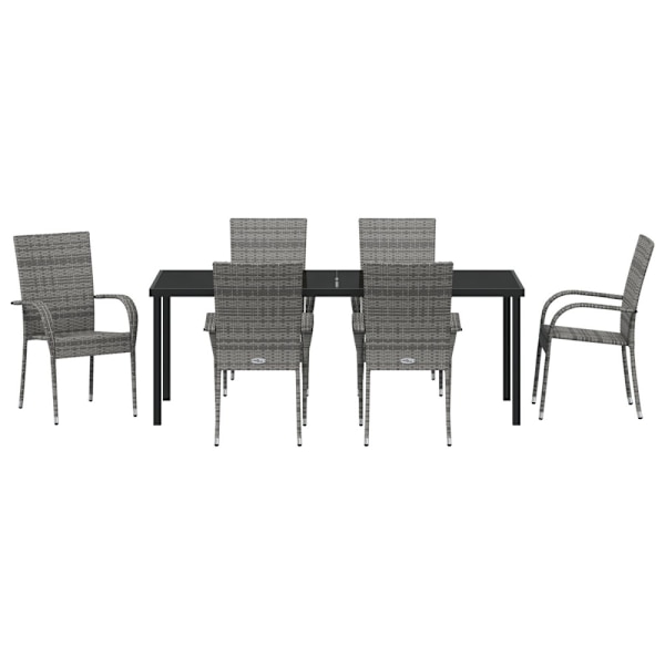Trädgårdsmöbelset 7 pcs Grå Pulverlackerat stål