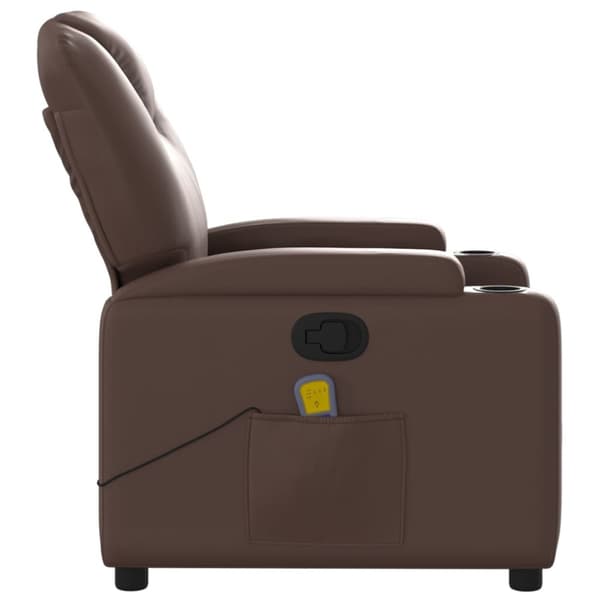 Massagefåtölj brun konstläder