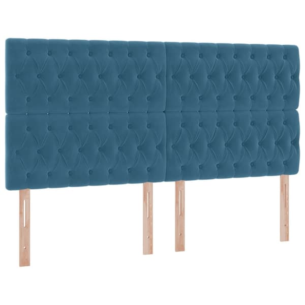 Förvaringssäng med madrass Mörkblå 180 x 200 cm Sammet