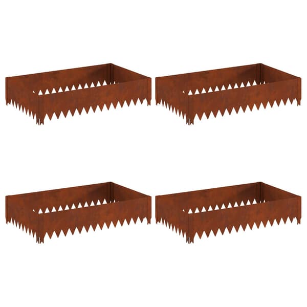 Kant för gräsmatta 4 pcs 100 x 60 x 20 cm Stål Rostig