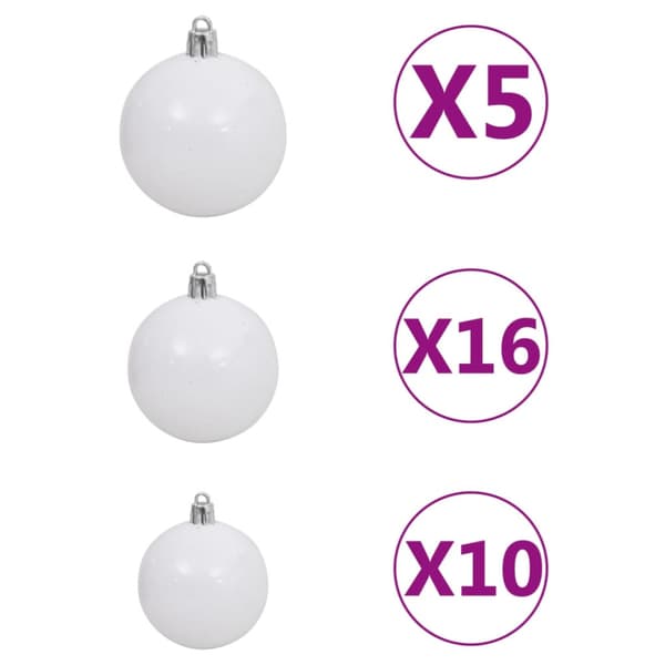 Belyst plastgran med kulor vit 240 cm