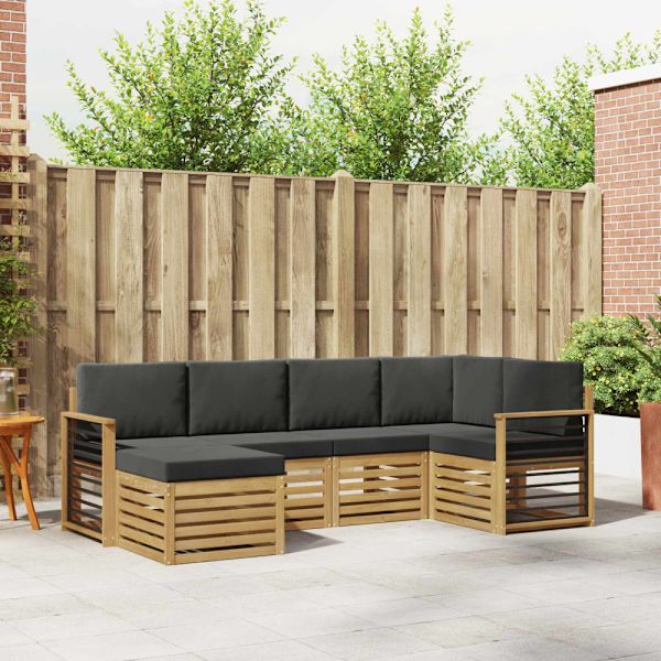 Utomhussoffset 6 pcs Vit och antracit Polyester