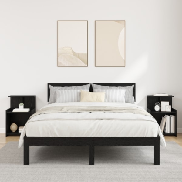 sängskåp 2 st svart ek 40x35x60 cm konstruerat trä