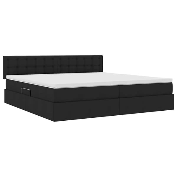 Förvaringssäng med madrass Svart 200 x 200 cm Sammet