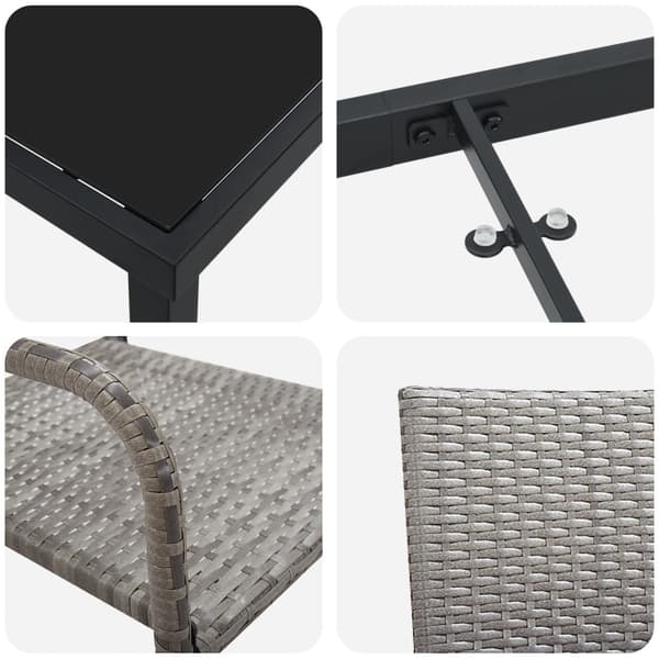 Trädgårdsmöbelset med kudde 3 pcs Grå konstrotting