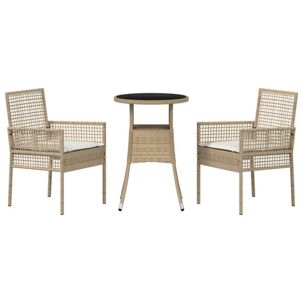 Trädgårdsmöbelset 3 pcs Beige konstrotting