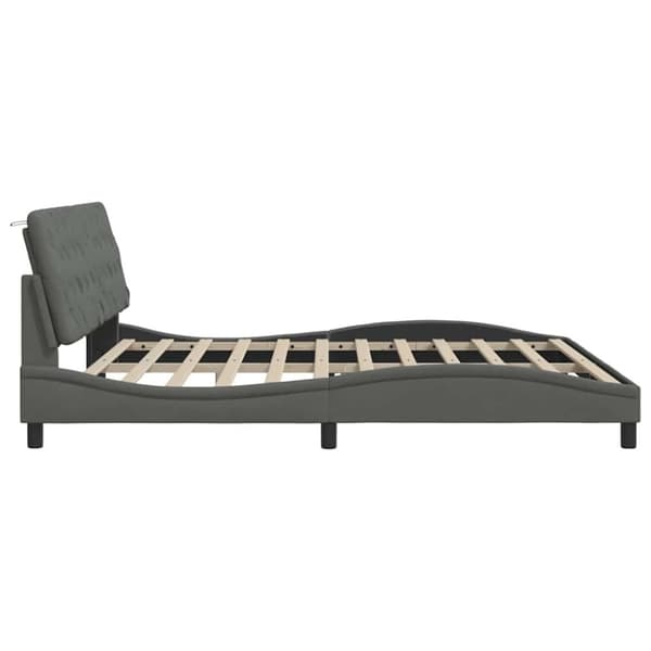 Bed Frame with LED without Mattress Dark Grey 200x200 cm Fabric