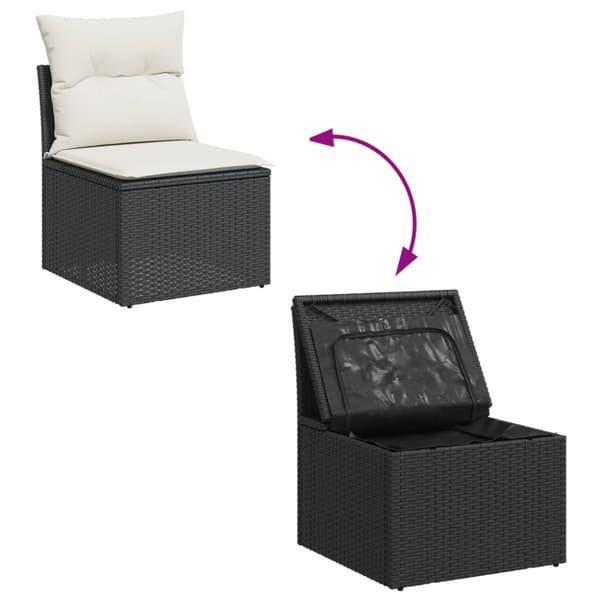 Loungegrupp med dynor 6 delar svart konstrotting