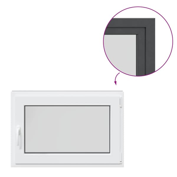 Källarfönster RISOR Antracit 80 x 70 cm PVC och glas