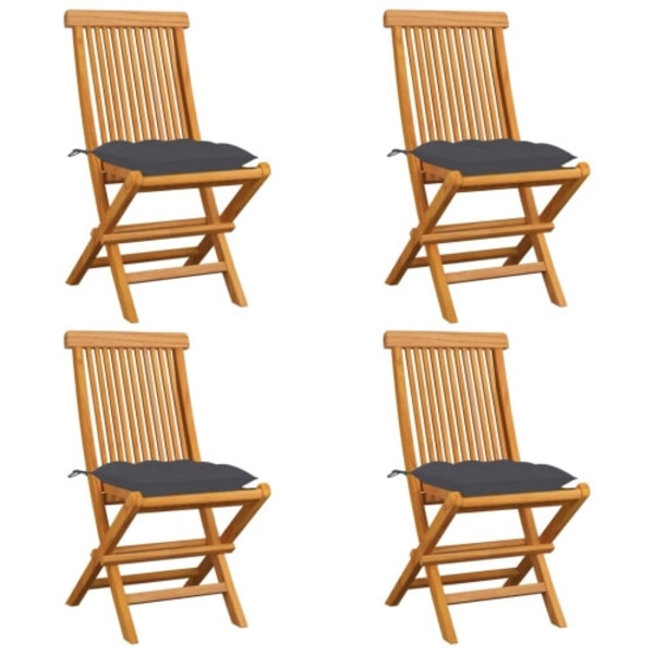Trädgårdsstolar med antracita dynor 4 st massiv teak