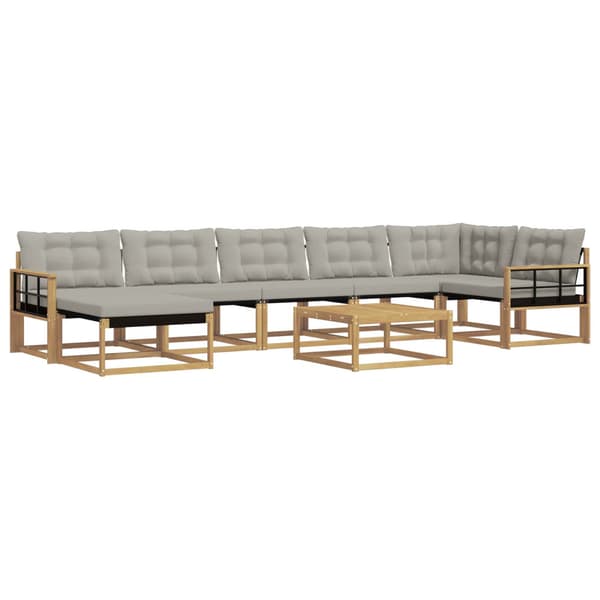 Utomhussoffset 8 pcs Vit och ljusgrå 79 x 79 x 37 cm