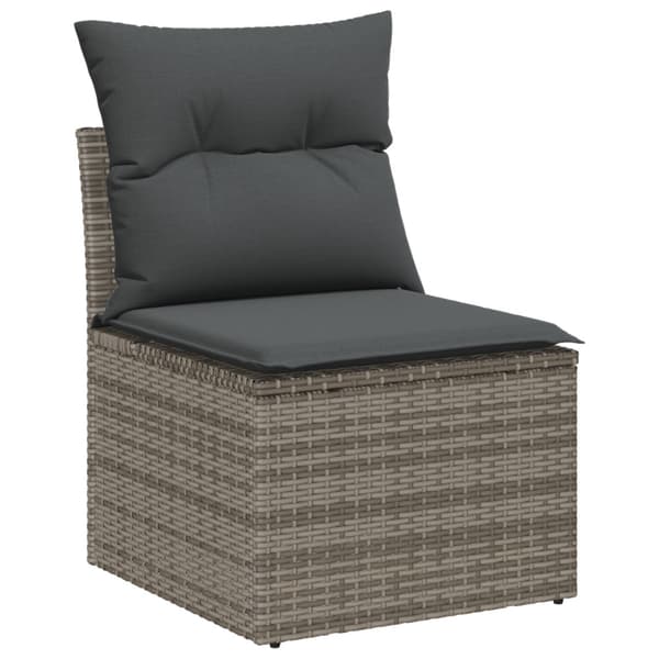 Trädgårdsoffset 9 pcs Grå Poly Rattan och Stål och Glas