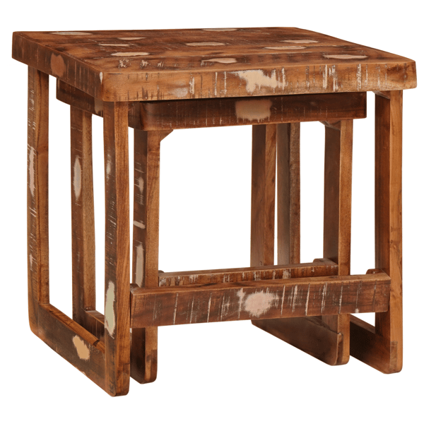 Satsbord 2 pcs Brun 46 x 46 x 45 cm Solid återvunnen trä