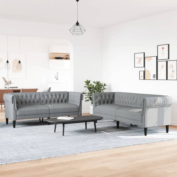 Soffgrupp 2 delar ljusgrå tyg