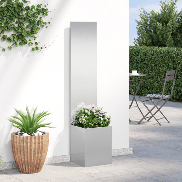 Trädgårds integritetsskärm Silver 32 x 150 cm Rostfritt stål