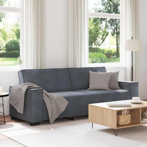 3-sitssoffa mörkgrå 220x78x84 cm sammet